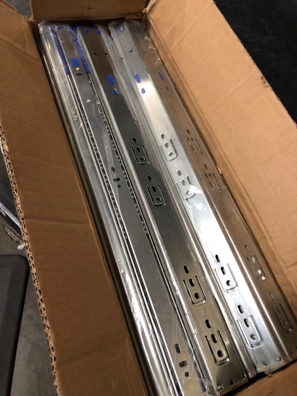 Photo 2 of 10 Pairs of 22 Inch Hardware 3-Section Full Extension Ball Bearing Side Mount Drawer Slides,100 LB Capacity Drawer Slide
