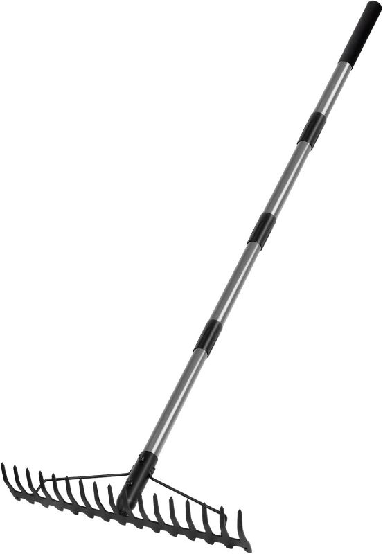 Photo 1 of Walensee 5.4FT Bow Rake Heavy Duty Garden Rake with Stainless Steel Handle, 17 Steel Tines Metal Head Rake Tool for Loosening Soil Gathering Leaf Leveling Lawn Farming Land Management Yarn Thatch Rake
