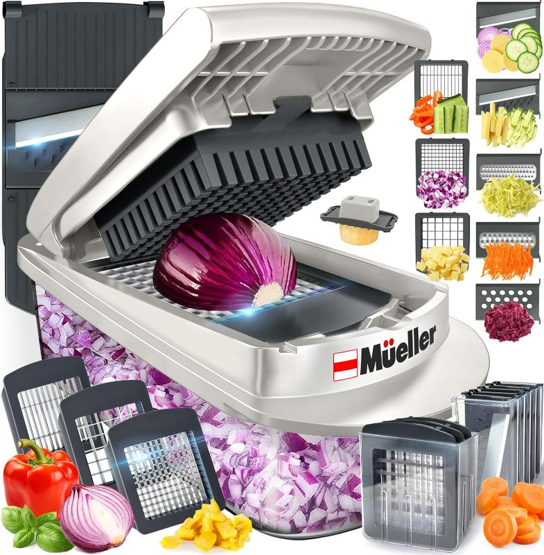 Photo 1 of Mueller Pro-Series 10-in-1, 8 Blade Vegetable Chopper, Onion Mincer, Cutter, Dicer, Egg Slicer with Container, French Fry Cutter Potato Slicer, Home Essentials & Kitchen Gadgets, Salad Chopper
