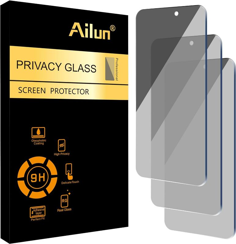 Photo 1 of Ailun Privacy Screen Protector for iPhone 16 Plus/iPhone 15 Plus/iPhone 15 Pro Max [6.7 Inch] Display 3 Pack Anti Spy Private Tempered Glass [3 Pack] [Not for iPhone 16 Pro Max 6.9 Inch]
