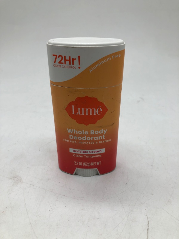 Photo 1 of Lume Women's Whole Body Deodorant Smooth Solid Clear Tangerine Aluminum Free

