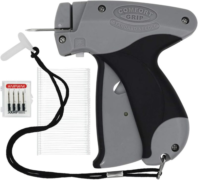 Photo 1 of Amram Comfort Grip Tagging Gun for Clothing, Gray Standard Tagger, 1,250 2-in Barbs Attachments, 5 Needles; for Manufacturers, Retailers, Consignment Sales, Yard Sales, Garage Sales
