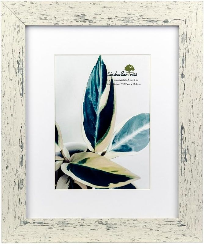 Photo 1 of Scholartree Rustic White Picture Frame, Display 8x10 without Mat or 5x7 with Mat(8x10 inches 1P, White)
