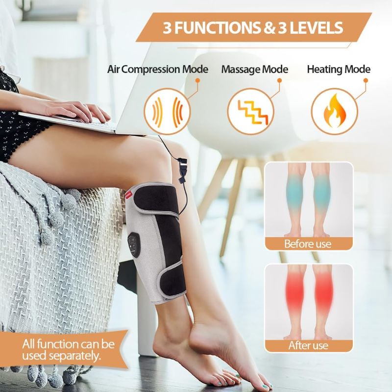 Photo 3 of COMFHEAT Leg Massager for Circulation with Heat,Air Compression Calf Massager Pain Relief,FSA HSA Eligible,Foot Massager,Leg Wraps for Reduce Swelling,Muscle Fatigue,Adjustable Massage Boots,Gifts
