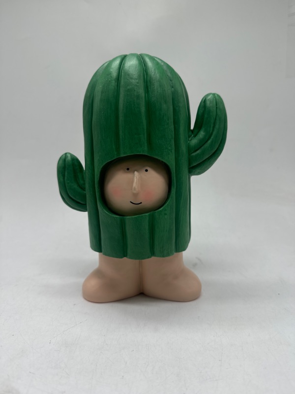 Photo 2 of Fangkun Resin Statues Sculpture Figurine Ornament, Boy and Cactus Home Decor Statues Sculptures Desktop Ornaments Modern Home Decorative Objects for Christmas Valentine's Day Bookcase Office Study
