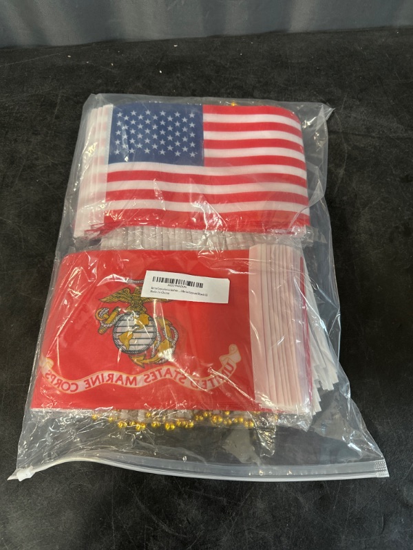 Photo 2 of 20 Pcs Small USA and Marine Corps Mini Flag on Stick 5x8 Inch US Military Hand Held Stick Flags Suitable For Various American July 4th Veteran Party Memorial Day And National Day Decorations
