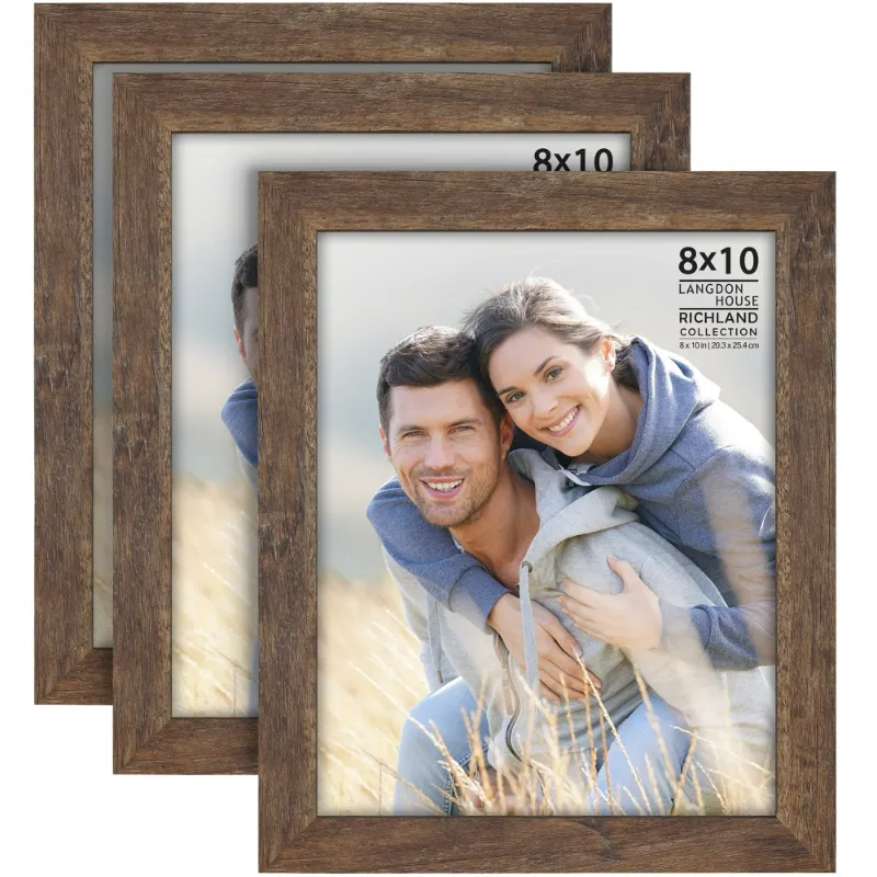 Photo 1 of Langdon House 8x10 Rustic Brown Picture Frames, Farmhouse Style, 3 Pack, Richland Collection (US Company)
