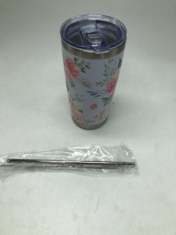 Photo 2 of Small Starbucks Floral Tumbler Live Laugh Happy With Straw & Cleaning Brush 