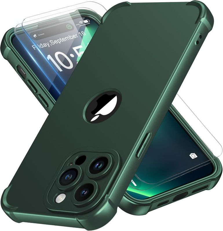 Photo 1 of ORETECH for iPhone 14 Pro Case, with [2 x Screen Protectors] [10 Ft Military Grade Drop Test] [Camera Protection] 360° Full Body Shockproof Slim Thin Phone Case iPhone 14 Pro Cover 6.1" Green
