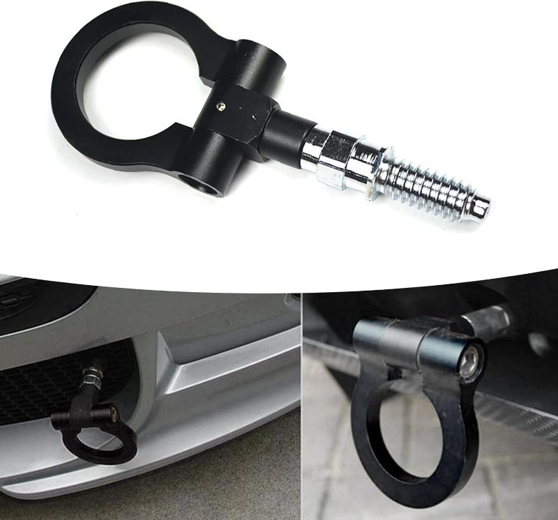 Photo 1 of 1 PC Car Front Bumper Pull Ring, Alloy Knock-Resistant Structure Stable Screw-in Tow Hook, Multi-Functional Modification Connection Accessory, Compatible with BMW E30 E34 E36 E39 E46 (Black)
