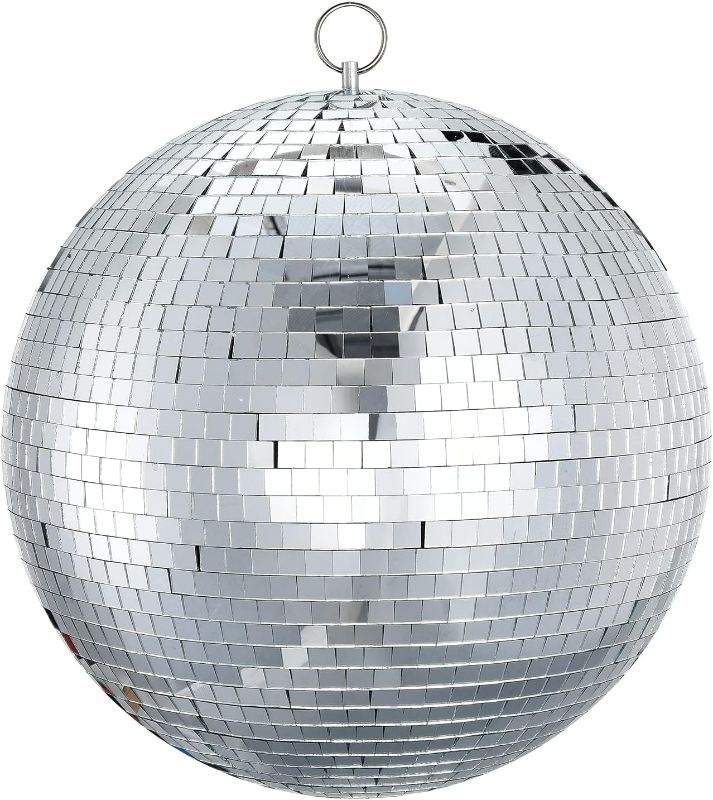 Photo 1 of Mirror Disco Ball Sumono 12 Inch Mirror Ball Lightning Ball with Hanging Ring for DJ Club Stage Bar Party, Wedding Holiday Decoration
