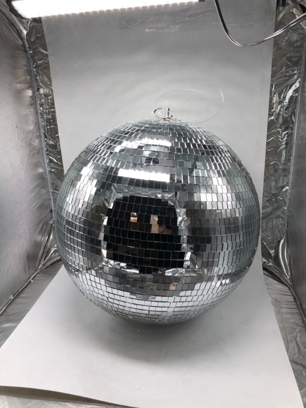 Photo 2 of Mirror Disco Ball Sumono 12 Inch Mirror Ball Lightning Ball with Hanging Ring for DJ Club Stage Bar Party, Wedding Holiday Decoration
