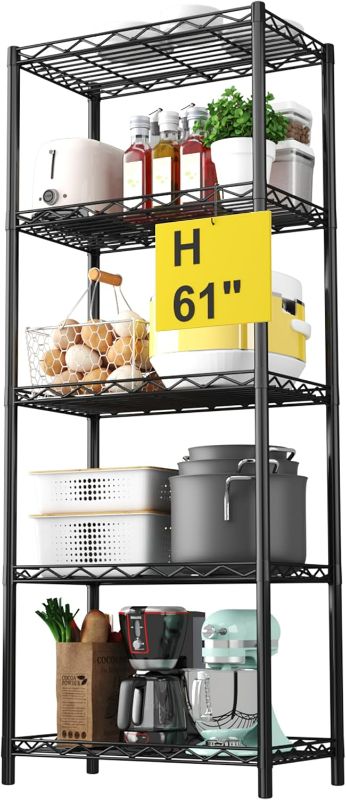 Photo 1 of HOMEFORT 5-Tier Wire Shelving 5 Shelves Unit Metal Storage Rack Durable Organizer Perfect for Pantry Closet Kitchen Laundry Organization in Black,21”Wx14”Dx61”H
