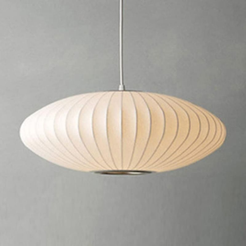 Photo 1 of LITFAD Minimalist Indoor Pendant Light, Modern Cloth Art Lantern 1-Light Pendant Lighting Creative Ceiling Hanging Light for Living Room Dining Room Restaurant Cafe - 110V-120V White 27.5"
