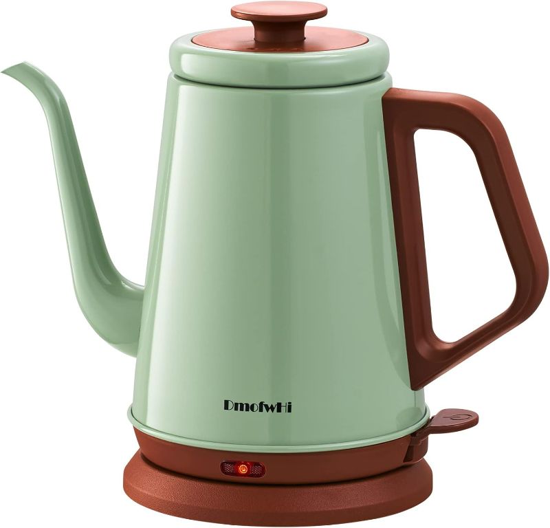 Photo 1 of DmofwHi Gooseneck Electric Kettle(1.0L), 100% Stainless Steel BPA Free Classic Pour Over Coffee Kettle | Tea Kettle - Green 304 Stainless Steel Interior BPA-free plastic handle and steam lid
