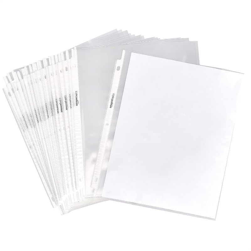 Photo 1 of Amazon Basics Clear Sheet Protector for 3 Ring Binder, 8.5" x 11" - 500-Pack
