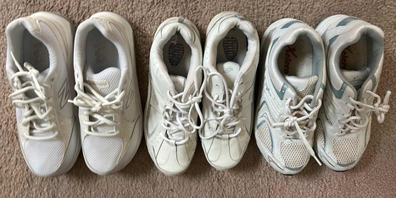 Photo 1 of 3 PAIRS LADIES ATHLETIC SHOES SIZE 10.5 11