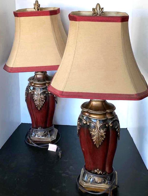 Photo 1 of 2 NEW IN BOX BURGANDY LAMPS