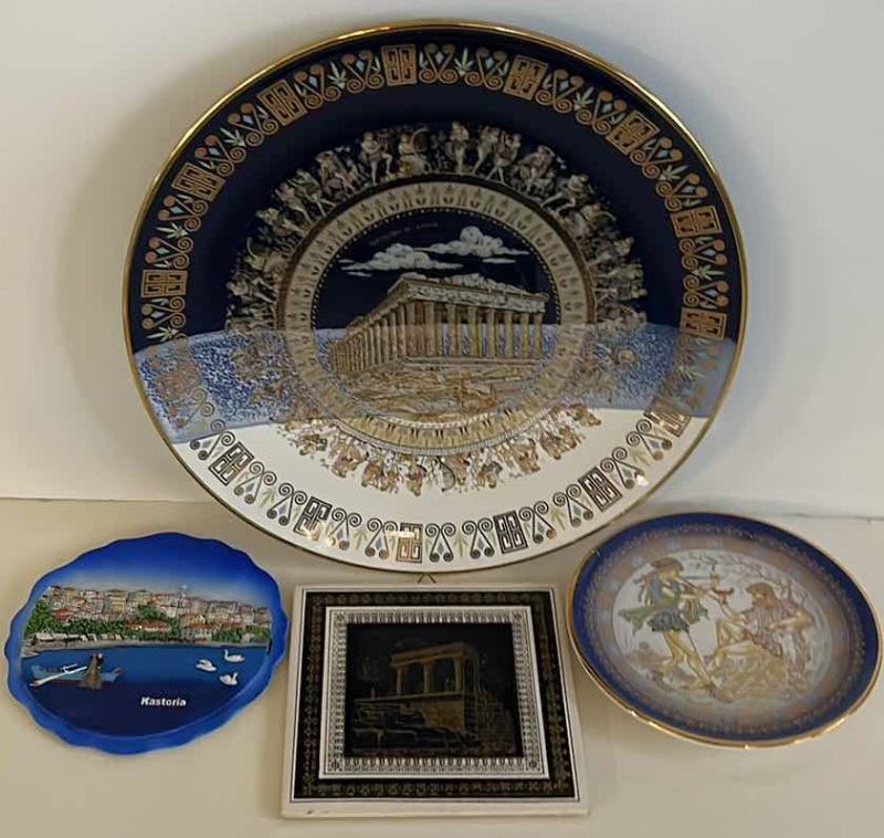 Photo 3 of HOME DECOR- PORCELAIN PLATE ASSORTMENT FROM GREECE, (2 HANDMADE 24K GOLD TIPPED)