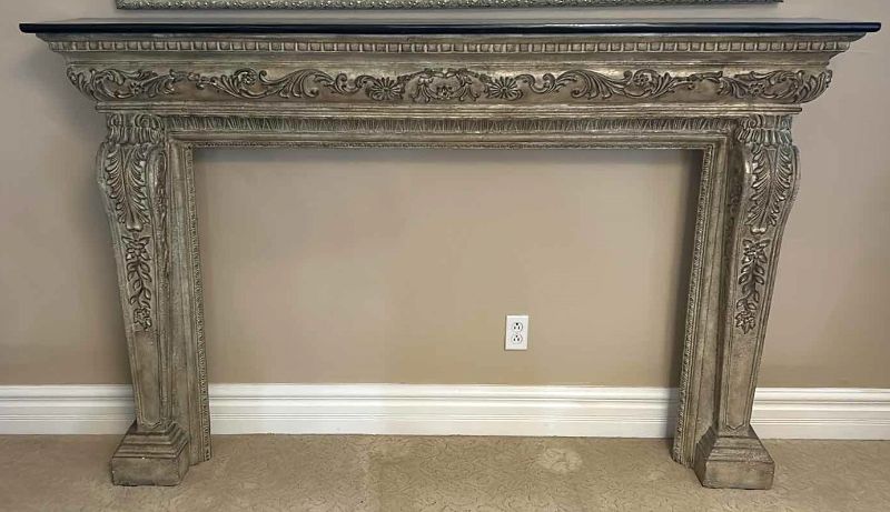 Photo 1 of OPPULANT MANTEL SURROUND WITH HEAVY BLACK MARBLE TOP 80“ x 14“ x 51“