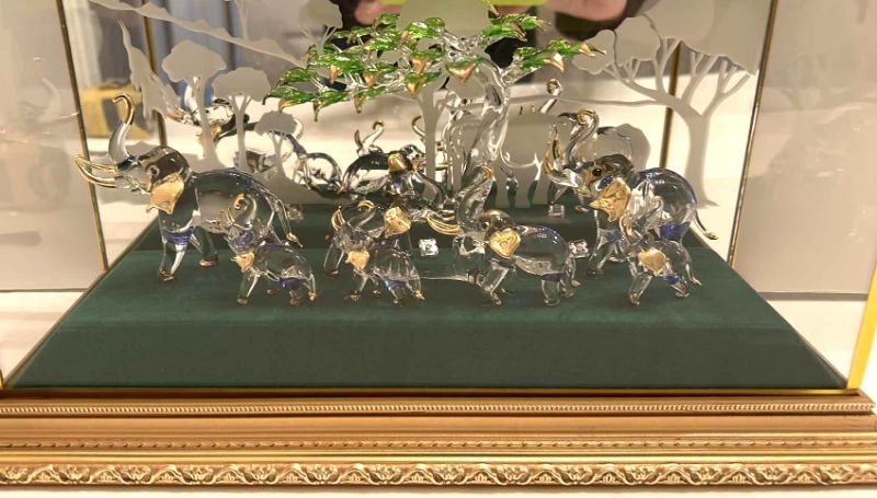 Photo 7 of LIGHTED DISPLAY BOX WITH GLASS ELEPHANTS 13 1/2“ x 5 1/2“ x 7 1/2