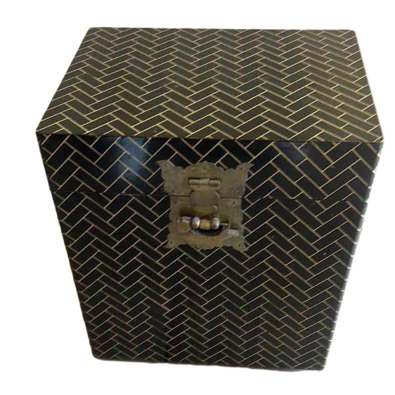 Photo 1 of BLACK AND GOLD ASIAN INSPIRED METAL BOX 14 1/2” x 11” x 16 1/2”