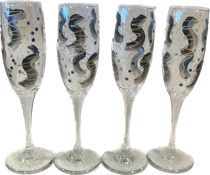 Photo 6 of 4 PC HANDPAINTED STEMWARE