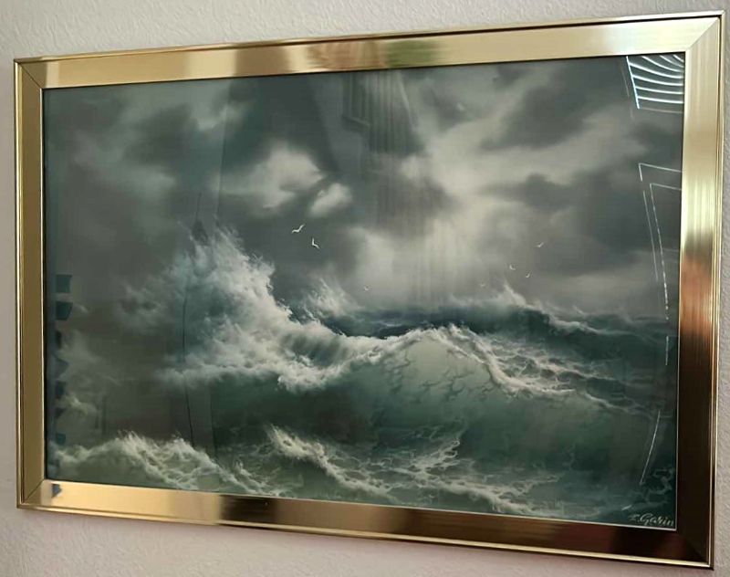 Photo 1 of OCEAN WAVES SIGNED ARTWORK FRAMED 43 1/2” x 29”