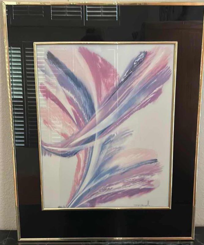 Photo 1 of SIGNED ABSTRACT ARTWORK FRAMED 22“ x 28“