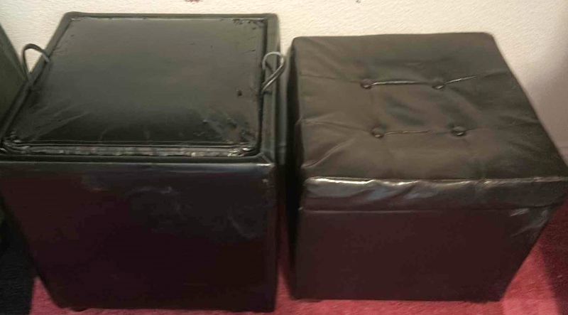 Photo 1 of 2 BLACK STORAGE OTTOMANS LARGEST 17 1/2“ x 17 1/2“