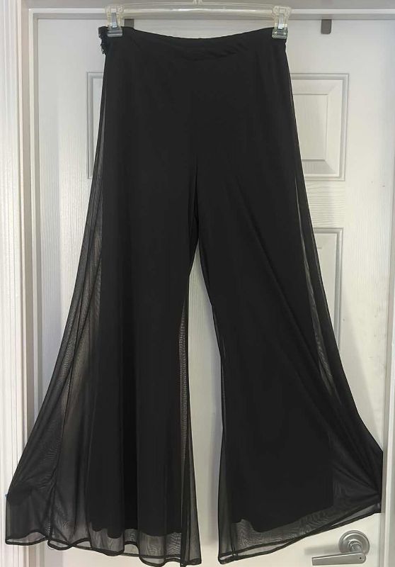 Photo 1 of WOMENS DRESSY 'ONYX NITE' BLACK SHEER LAYERED & LINED PANTS, STRETCHY WAIST SIZE SMALL