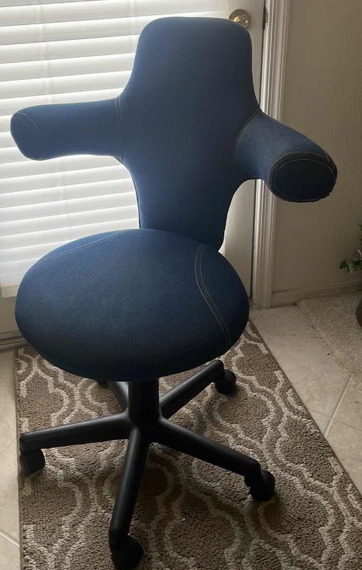 Photo 1 of DENIM COVERED OFFICE CHAIR 22"x28" H38"