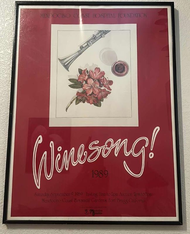 Photo 1 of FRAMED "WINESONG" ARTWORK 18” x 24”