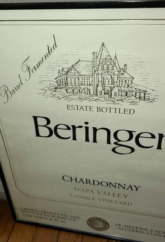 Photo 3 of FRAMED "BERINGER BARREL LABEL" CHARDONNAY NAPA VALLEY ARTWORK 16” x 20 1/2”