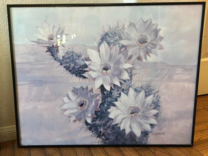 Photo 1 of FRAMED 'FLOWERING CACTUS" H. WYSOCKI ARTWORK  28” x 22 1/2”