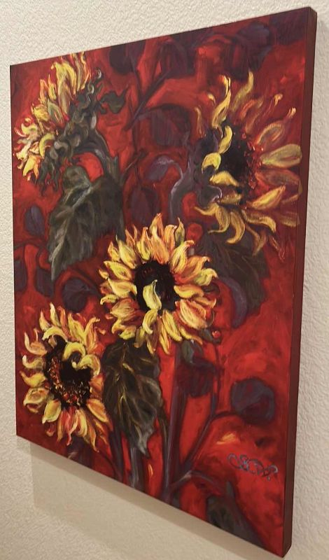 Photo 1 of STRETCHED CANVAS "SUNFLOWER" SIGNED ARTWORK 27” x 35”