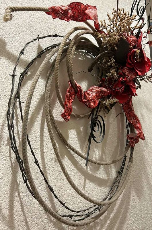 Photo 2 of BARBWIRE AND LASSO WREATH 36” x 28”