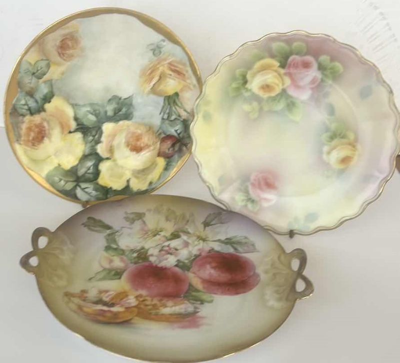 Photo 1 of 3 HAND PAINTED PORCELAIN PLATES 9” & 10”