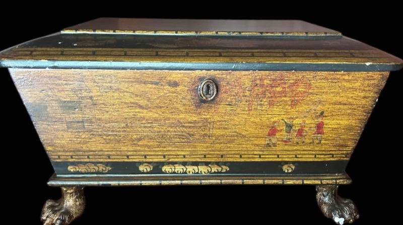 Photo 1 of NEOCLASSICAL DRESSER TOP JEWELRY BOX WITH PAW FEET  15“ x 9“ x H8“