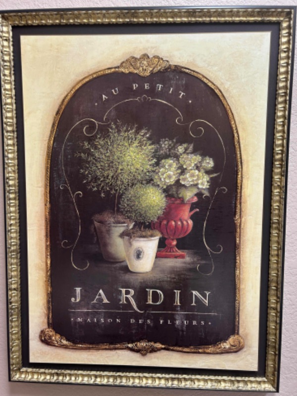 Photo 1 of FRAMED "AU PETIT, JARDIN, MAISON DES FLEURS" ARTWORK 23.5“ x H31.5“