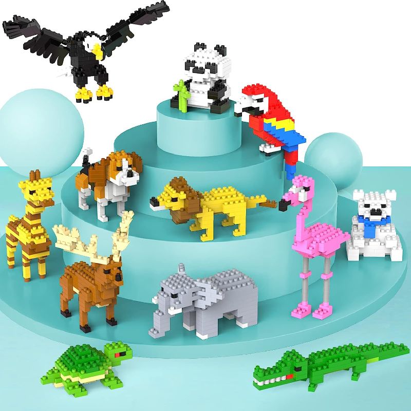 Photo 1 of Kimiangel Party Favors for Kids Aged 8-12, 12 Pack Mini Animals Building Blocks Sets for Goodie Bags, Fillers, Prizes, Easter, Children’s Day, Birthday, STEM Educational Brick Kits(1222 Pcs)