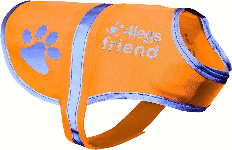 Photo 1 of 4LegsFriend Safety Reflective Vest for Dogs - High Visibility for Outdoor Activity Day and Night, Protect Your Pet from Cars & Hunting Accidents (Blaze Orange), SIZE M 