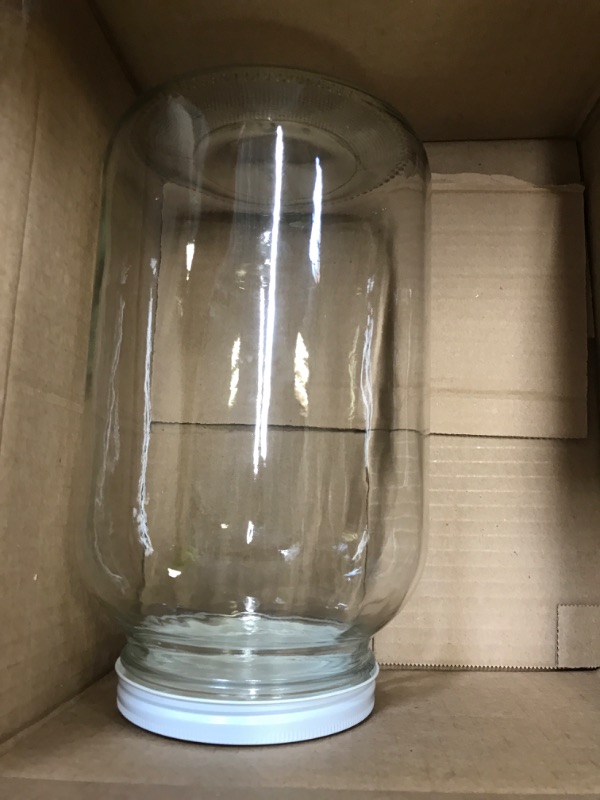 Photo 1 of  1 Gallon Glass Large Mason Jars Wide Mouth with Airtight Metal Lid, Safe for Fermenting Kombucha Kefir Kimchi, Pickling, Storing and Canning, Dishwasher Safe, Made in USA By Kitchentoolz White Lid