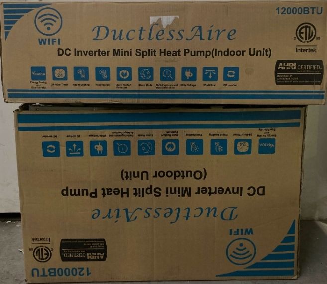 Photo 2 of $960.    NEW DUCTLESS AIRE INDOOR & OUTDOOR DC INVERTER MINI SPLIT HEAT PUMP VARIABLE SPEED AIR CONDITIONER 12000BTU 208/230V 60HZ 1PH WIFI CONNECTION MODEL KA-1219-O/KA-1219-l