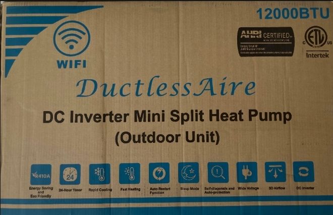 Photo 3 of DUCTLESS AIRE INDOOR & OUTDOOR DC INVERTER MINI SPLIT HEAT PUMP VARIABLE SPEED AIR CONDITIONER 12000BTU 208/230V 60HZ 1PH WIFI CONNECTION MODEL KA-1219-O/KA-1219-l