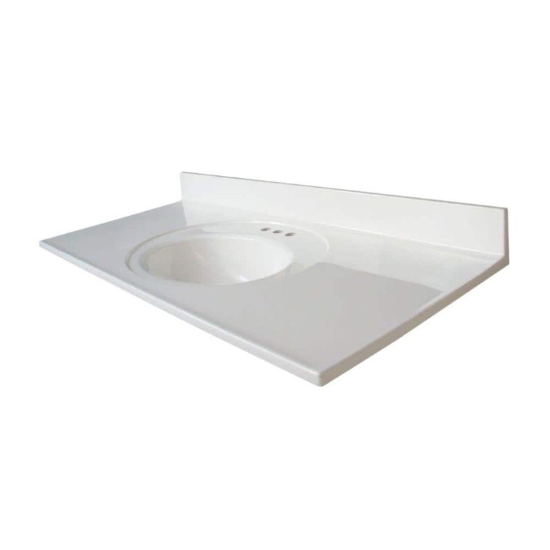 Photo 1 of $239.   NEW GLACIER BAY 49” WHITE FINISH CULTURED MARBLE VANITY TOP SINK MODEL 143770