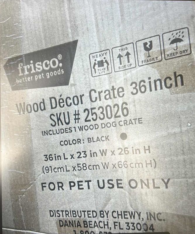Photo 2 of FRISCO 36” BLACK WOOD DECOR CRATE 36” x 23” H26”