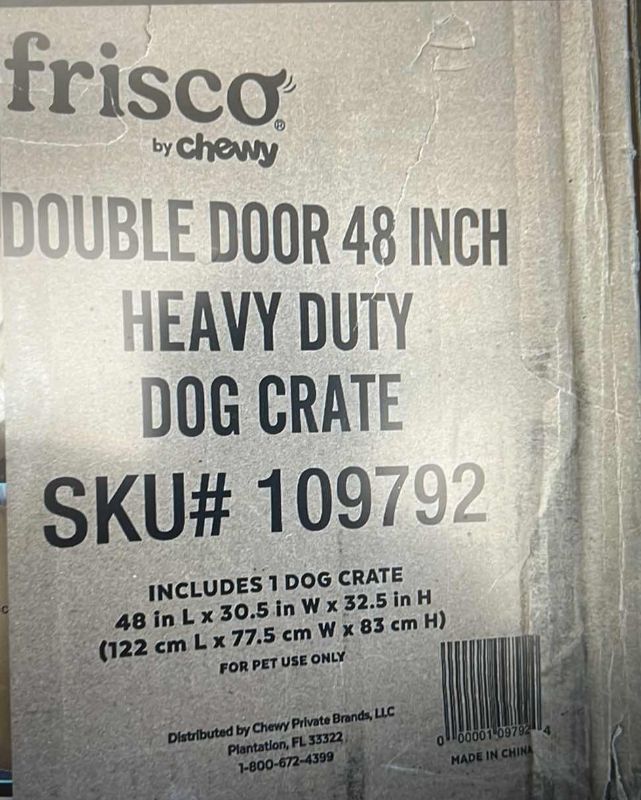 Photo 2 of FRISCO BY CHEWY 48” HEAVY DUTY  DOG CRATE  SKU#109792 (DOUBLE DOOR 48”)