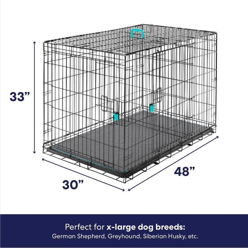 Photo 2 of FRISCO BY CHEWY TEAL 48” DOUBLE DOOR HEAVY DUTY ENHANCED LOCK DOG CRATE KIT SKU#233736