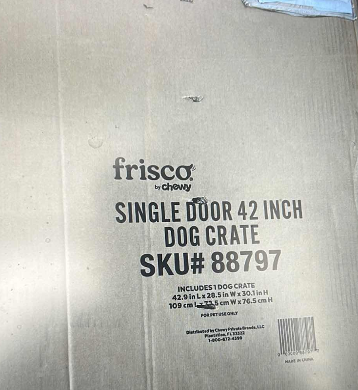 Photo 2 of FRISCO BY CHEWY SINGLE DOOR 42” DOG CRATE SKU#88797
